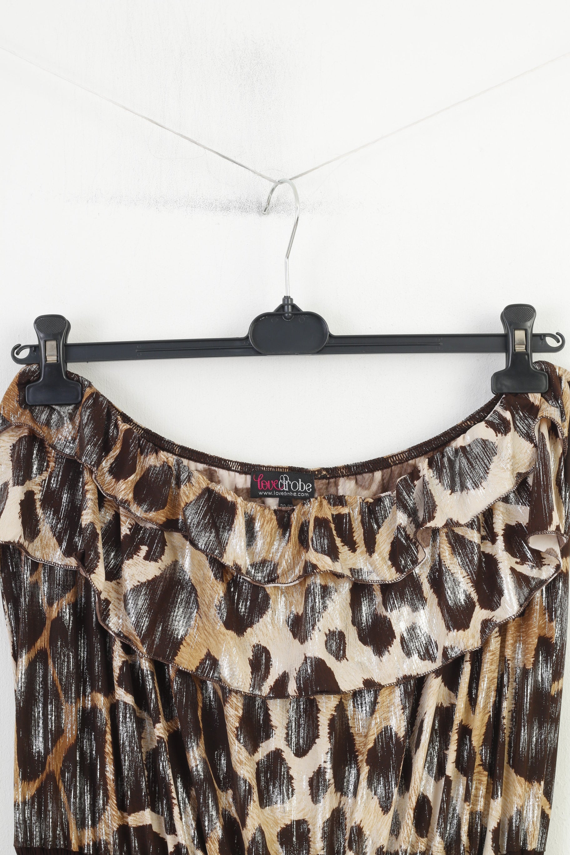 Love Drobe femmes 30 32 2XL combinaison imprimé Animal Lampart Stretch volant marron sans bretelles Bandeau Vintage