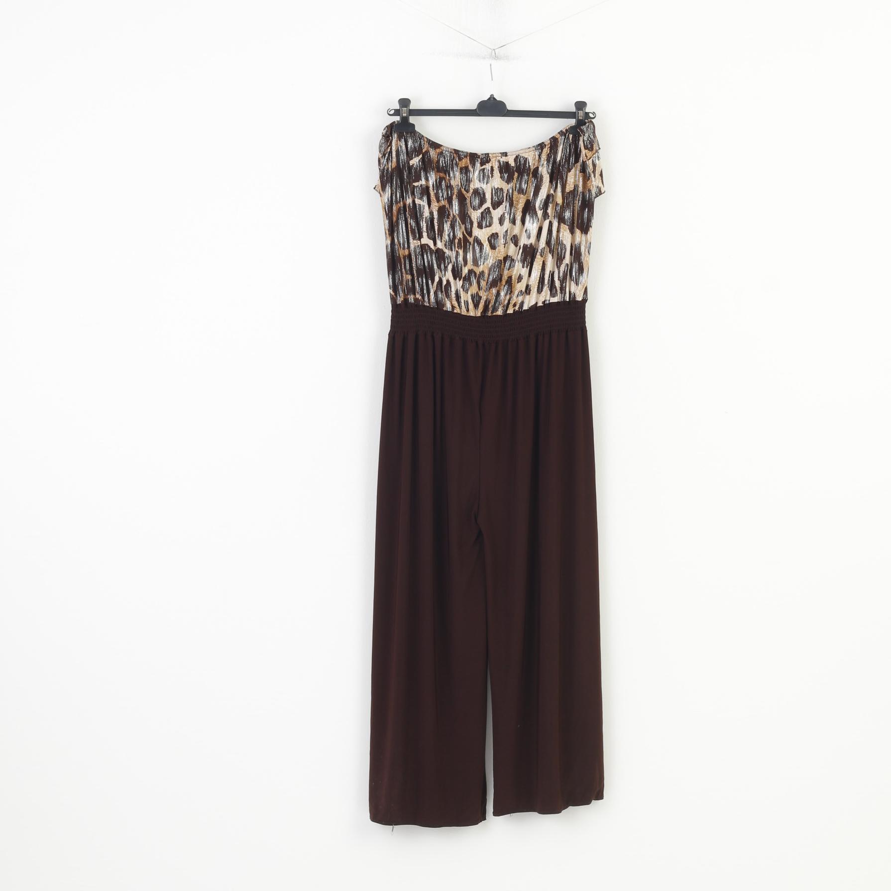 Love Drobe femmes 30 32 2XL combinaison imprimé Animal Lampart Stretch volant marron sans bretelles Bandeau Vintage