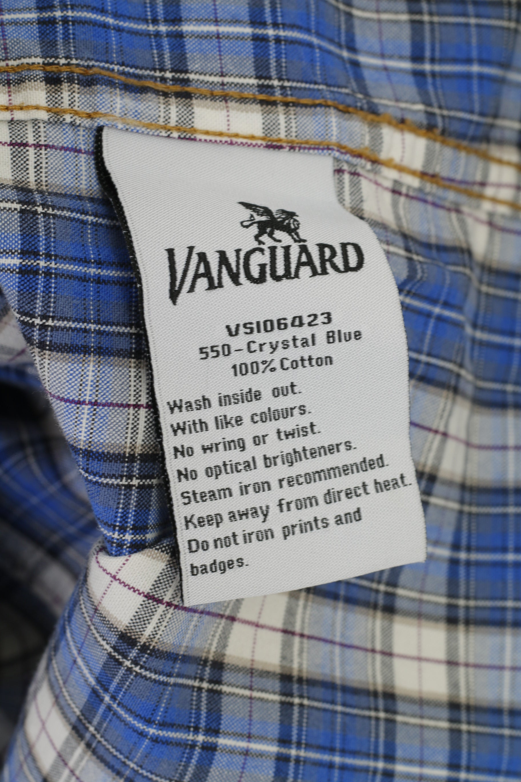 Lion Vanguard Men XXL Casual Shirt Checkered Blue Cotton  Genuine Quality Pockets Long Sleeve Top