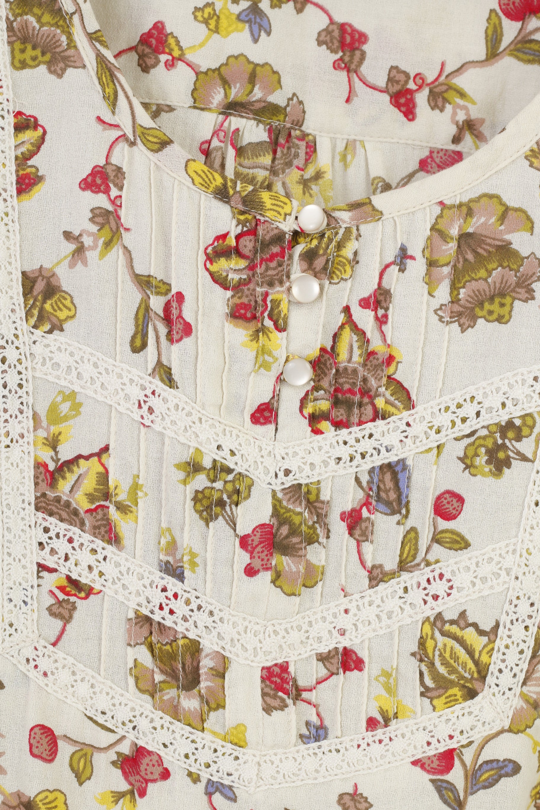 Camicetta da donna M da ragazzo con stampa fiori beige girocollo manica 7/8 pantaloni top a maniche corte