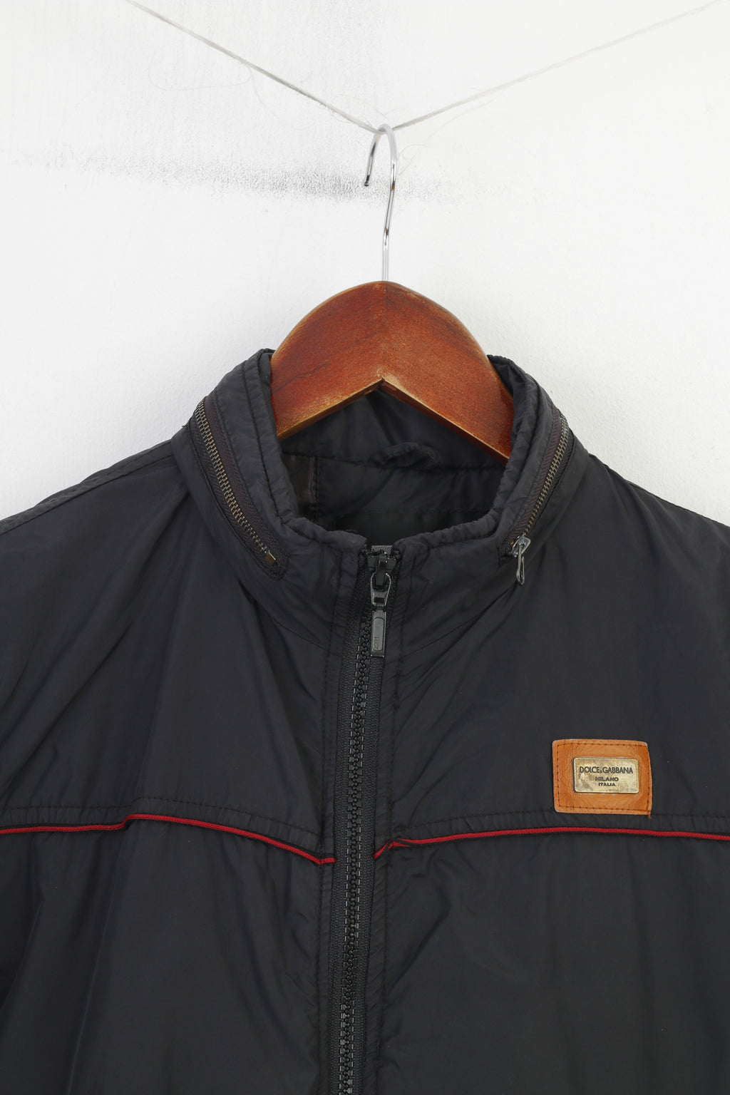 Dolce Gabbana Hommes LS Veste Marine Fermeture Éclair Complète Capuchon Caché IT.IT Vintage Top 