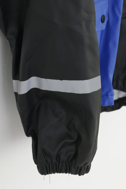 Adrenalin Boys 170 Jacket Black Blue Full Zipper Hooded Outdoor Pockets Reflective Waterproof Vintage Top