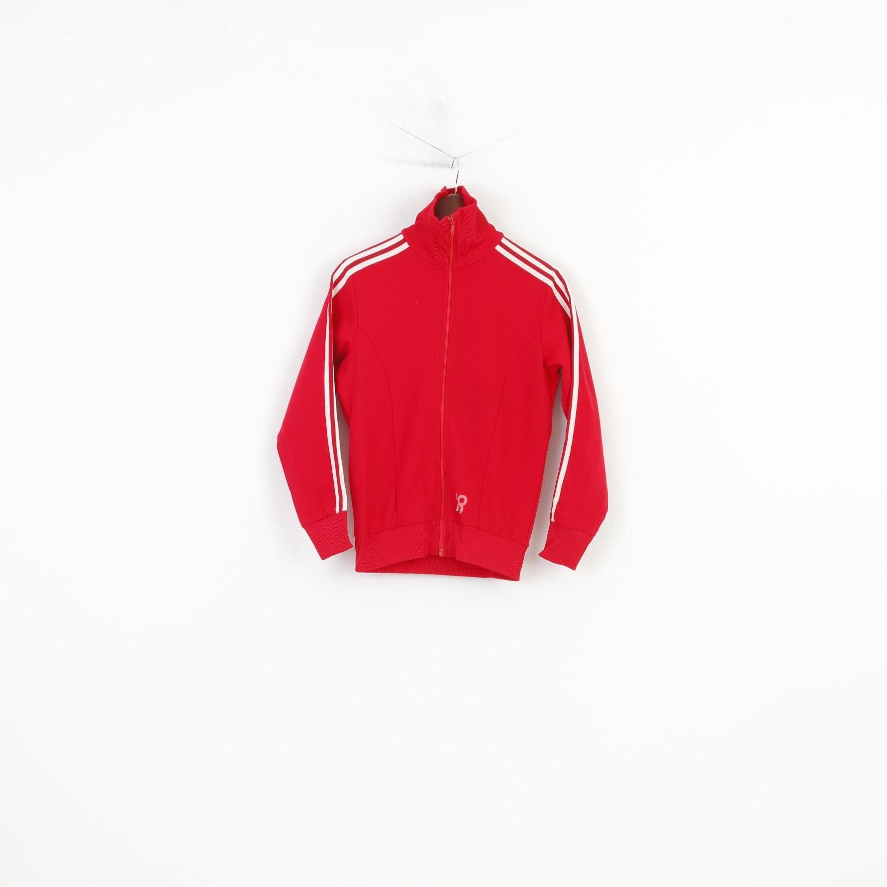  Adidas Women 44 M Sweatshirt Olympic Montreal 1976 Red Stretch Sportswear Yugoslavia Vintage Full Zipper Top