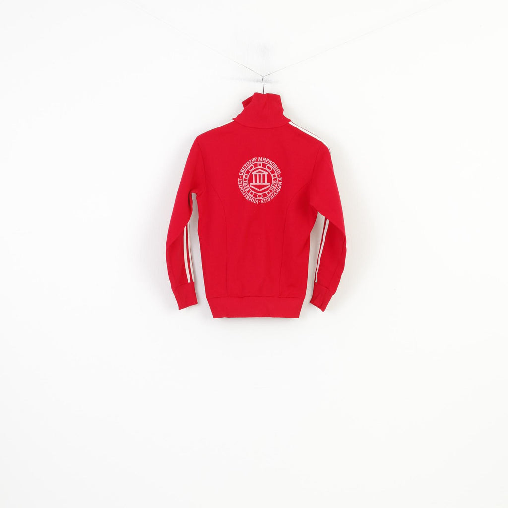 Adidas Women 44 M Sweatshirt Olympic Montreal 1976 Red Stretch Sportswear Yugoslavia Vintage Full Zipper Top