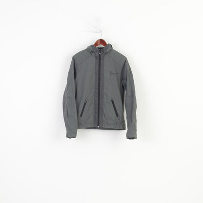 River Island Men S Jacket Hood Striped Nylon Waterproof Full Zipper Vintage Pockets Top