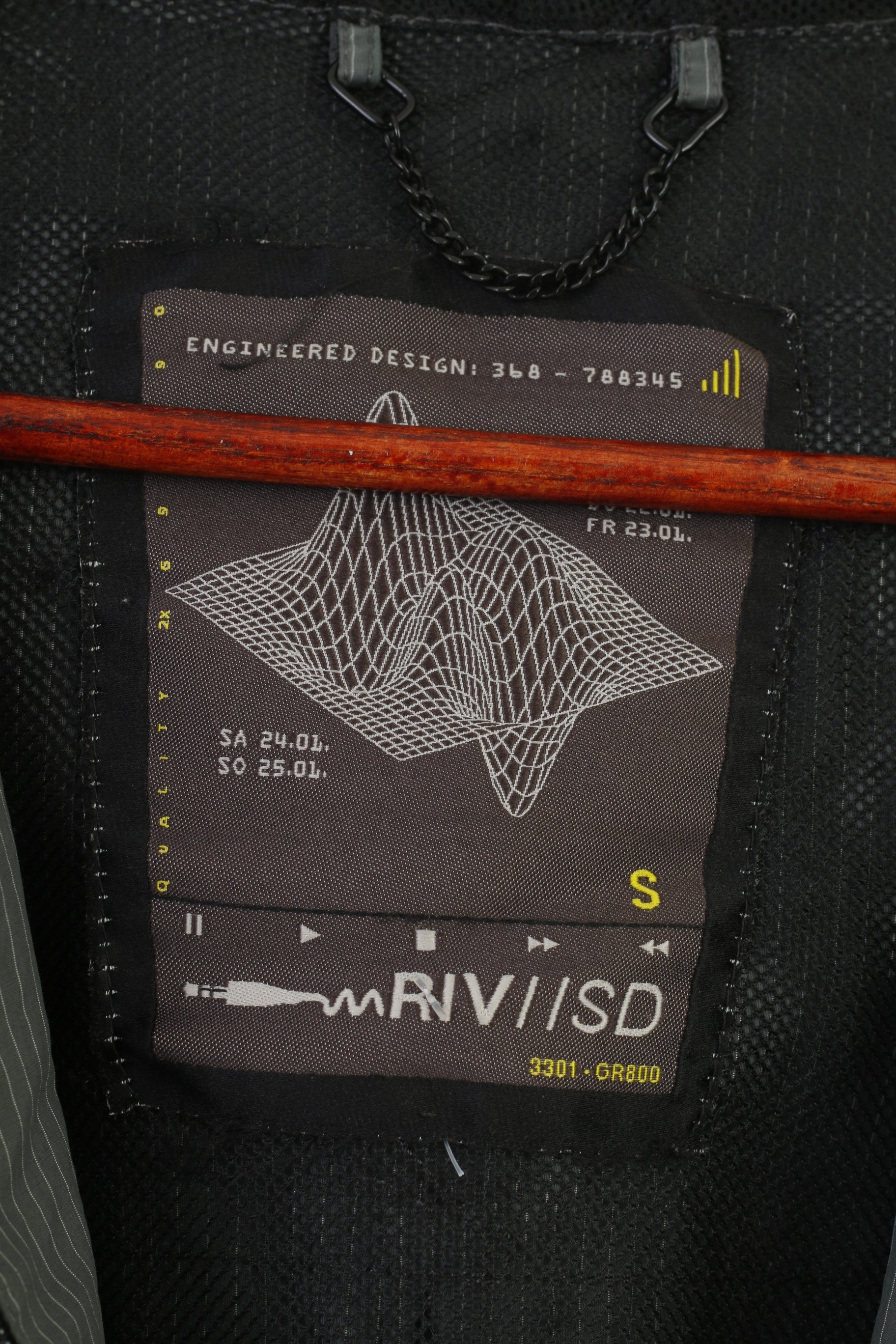 River Island Veste à capuche rayée en nylon imperméable avec fermeture éclair complète pour homme Design vintage avec poches