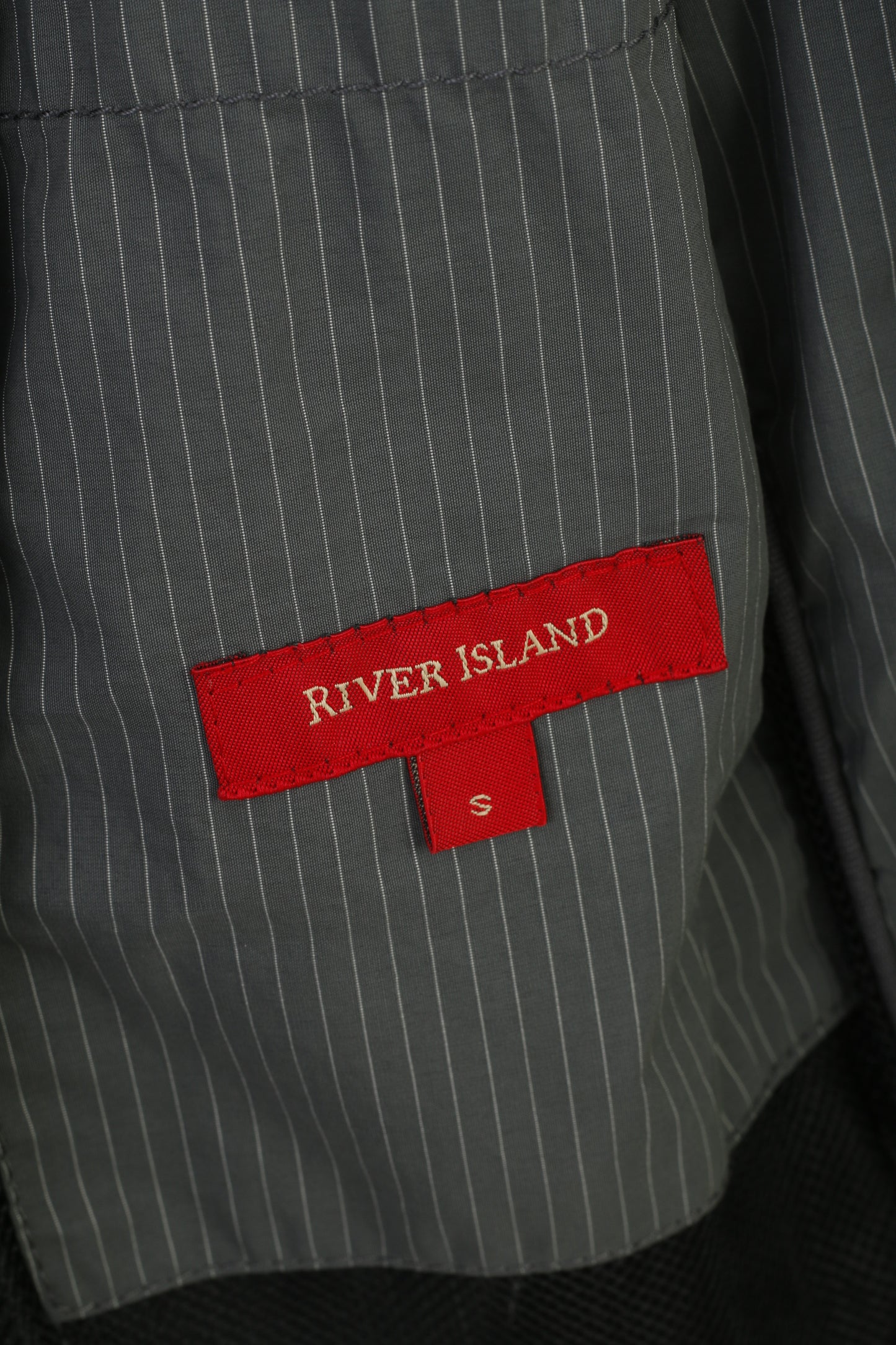 River Island Men S Jacket Hood Striped Nylon Waterproof Full Zipper Engineered Design Vintage Pockets Top