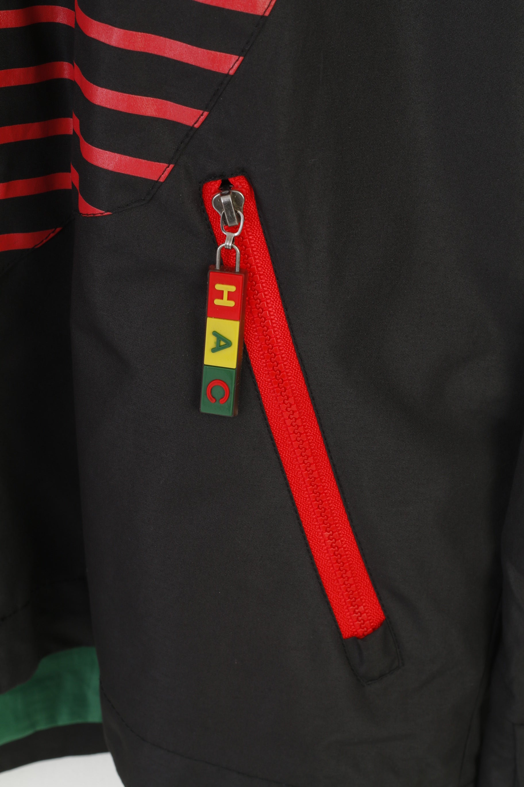 H@C by CDRL Garçons 152 Veste Noir Rayé À Capuche Fermeture Éclair Complète Haut Vintage