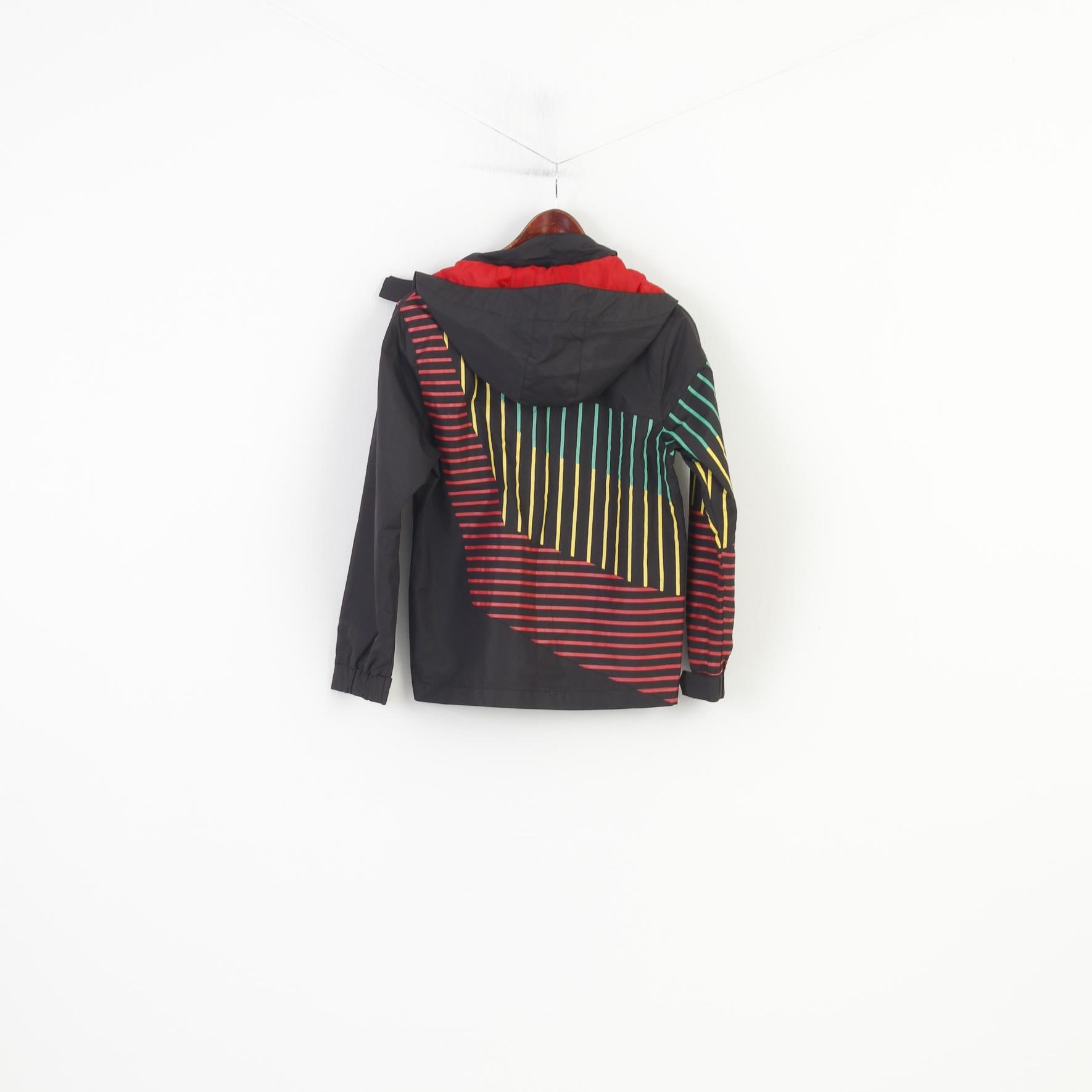 H@C by CDRL Giacca da ragazzo 152 Top vintage a righe nere con cappuccio e cerniera intera