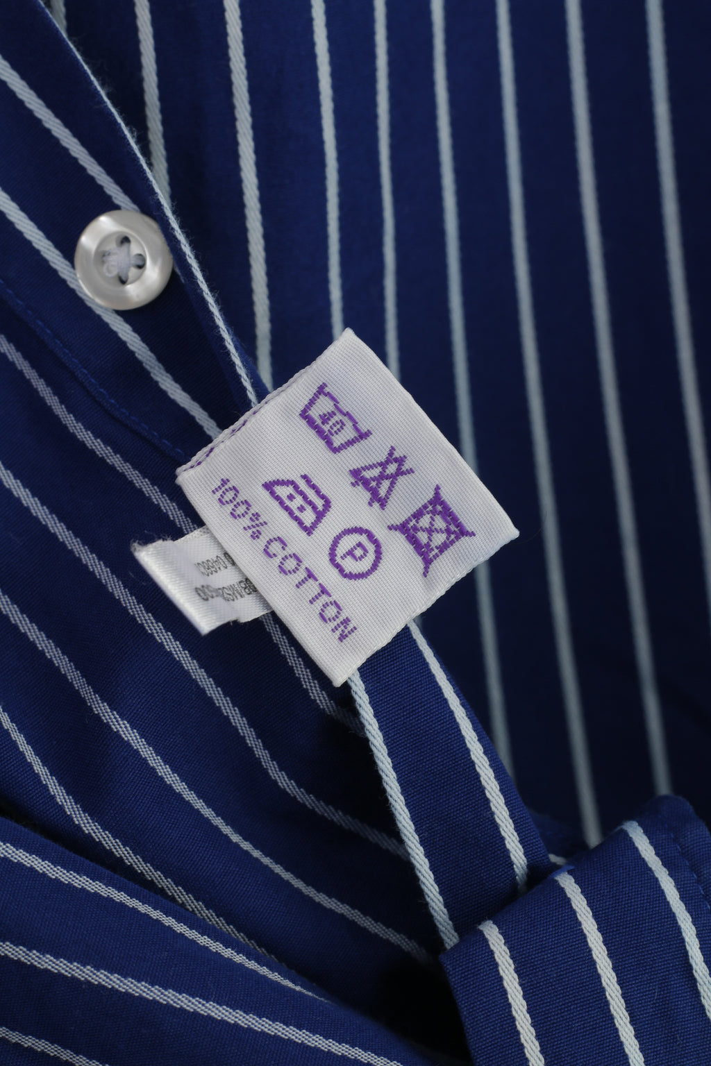 T.M.Lewin Men 16 35 M Casual Shirt Striped Navy Long Sleeve Cotton Fitted Classic Cufflinks Top