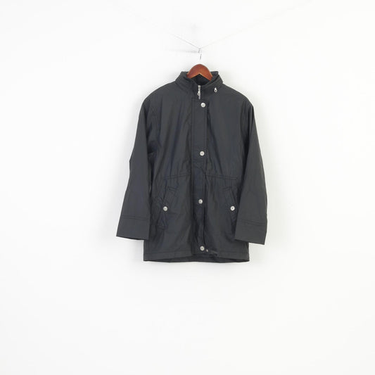 John F.Gee Women XL Jacket Black  Collar Light Parka  Hood Full Zipper Waterproof Vintage Top
