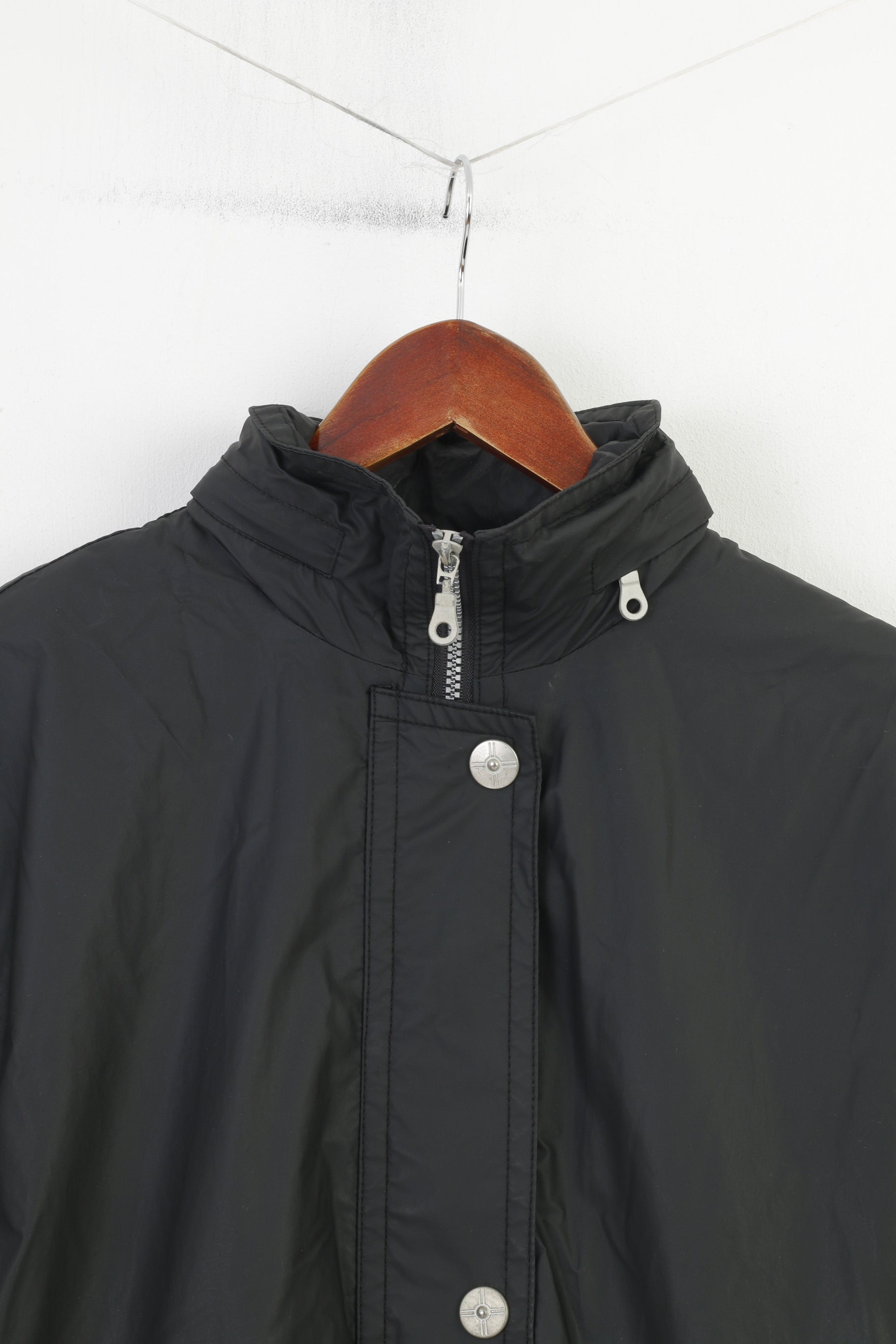 John F.Gee Women XL Jacket Black  Collar Light Parka  Hood Full Zipper Without Limits Waterproof Vintage Top