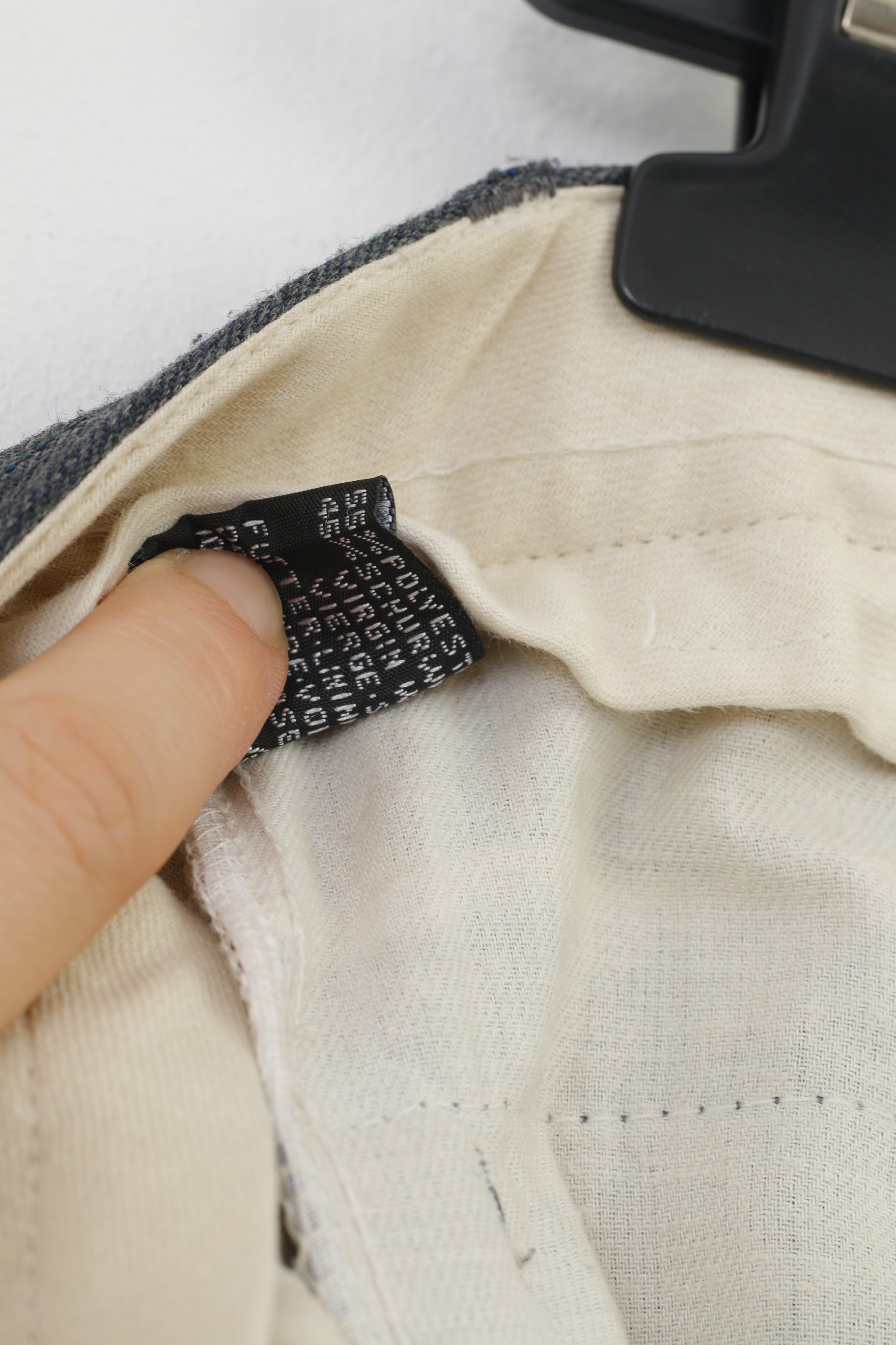 Trevira Men 36 Trousers Suit Pants Grey Striped Elegant Wool