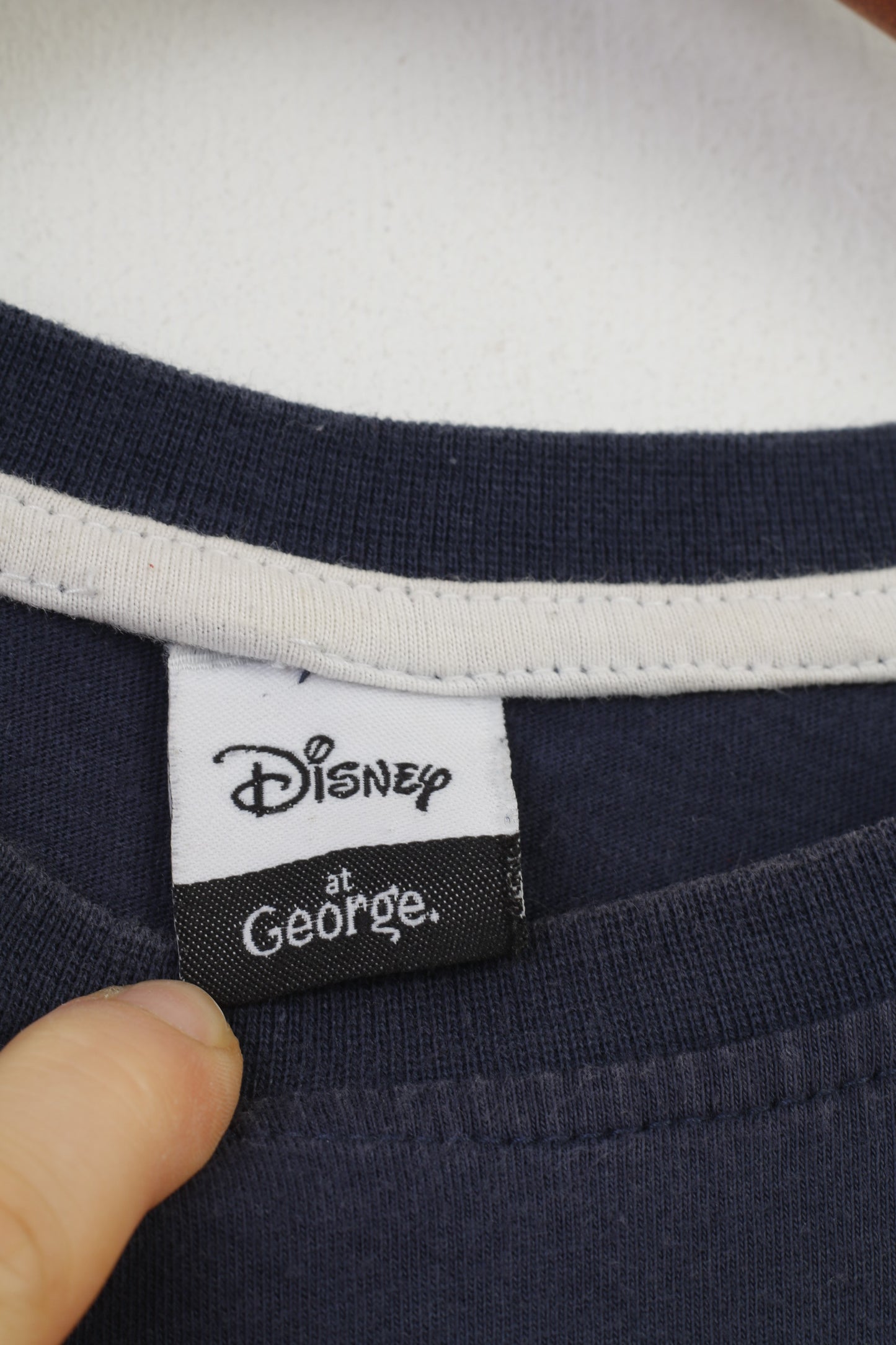 Disney At George Men S T-Shirt Navy Cotton Graphic Animal Calling Vintage Short Sleeve Top