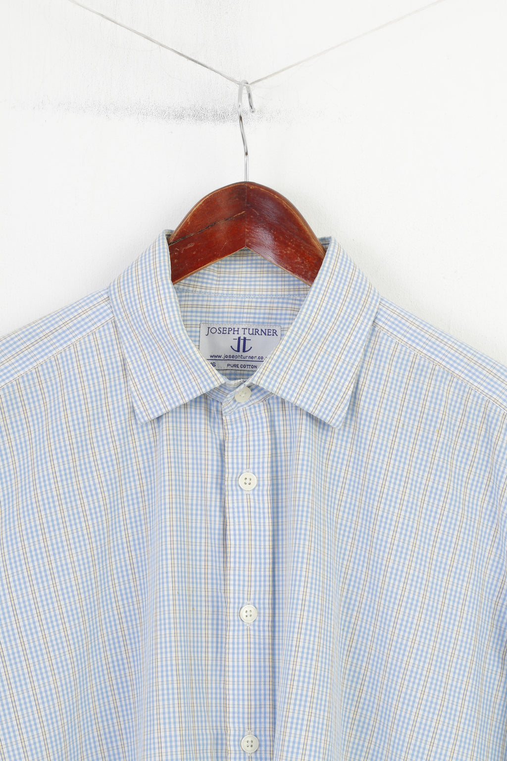 Joseph Turner Hommes 34 16 Chemise décontractée Poignets en coton Col à manches longues Haut classique à carreaux
