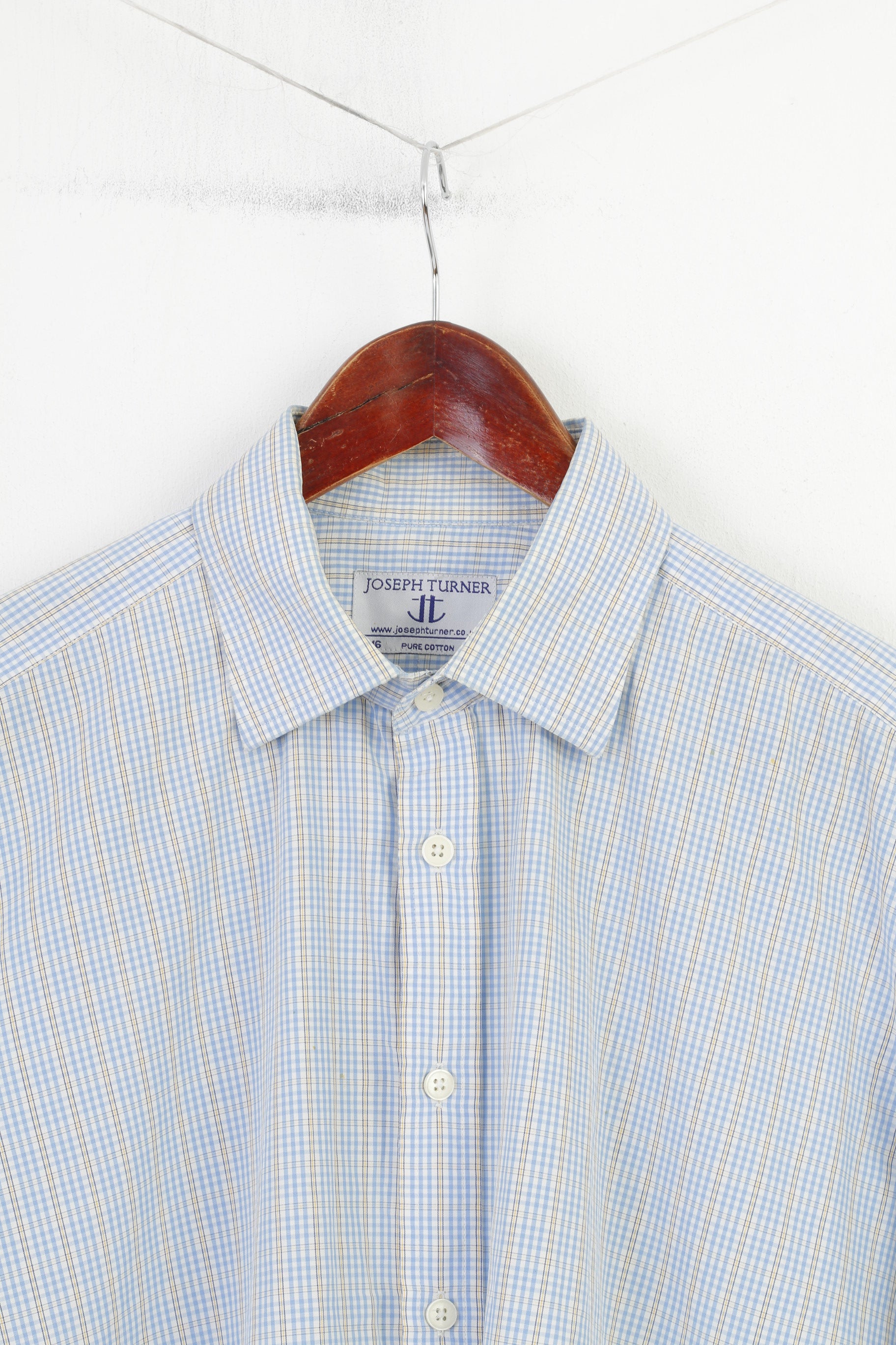 Joseph Turner Hommes 34 16 Chemise décontractée Poignets en coton Col à manches longues Haut classique à carreaux