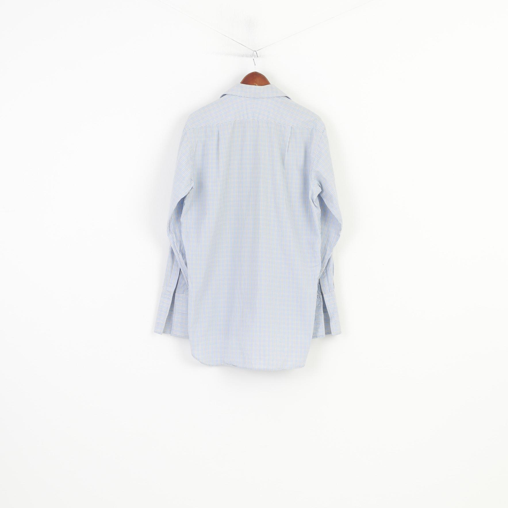 Joseph Turner Hommes 34 16 Chemise décontractée Poignets en coton Col à manches longues Haut classique à carreaux