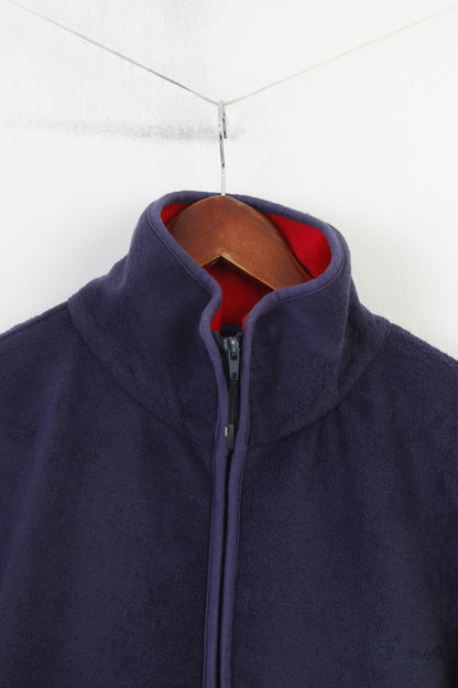 Chamonix Men L Fleece Purple Full Zipper Padded Pockets Collar Vintage Fitted Top