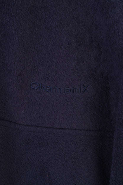 Chamonix Men L Fleece Purple Full Zipper Padded Pockets Collar Vintage Fitted Top
