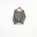 Lieblingsstock Woman L Shirt Long Sleeve Heart Graphic Vintage Crew Neck Khaki Cotton Flower Print Top