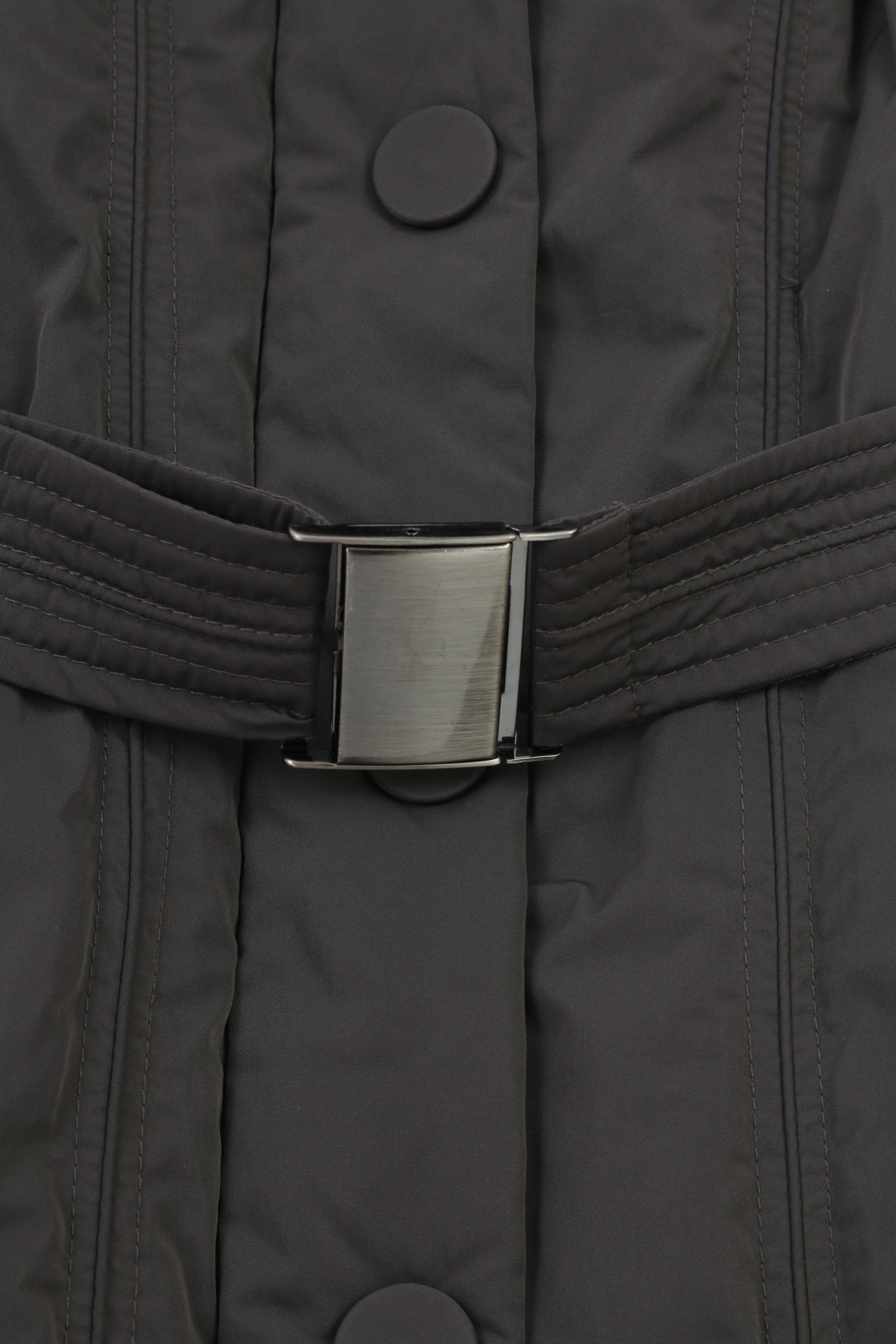 Fuchs Schmitt Woman 12 38 M Jacket Gray Full Zipper Belt Padded Vintage Pockets Coat