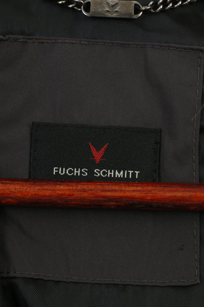 Fuchs Schmitt Femme 12 38 M Veste Gris Ceinture À Fermeture Éclair Complète Rembourrée Poches Vintage Manteau