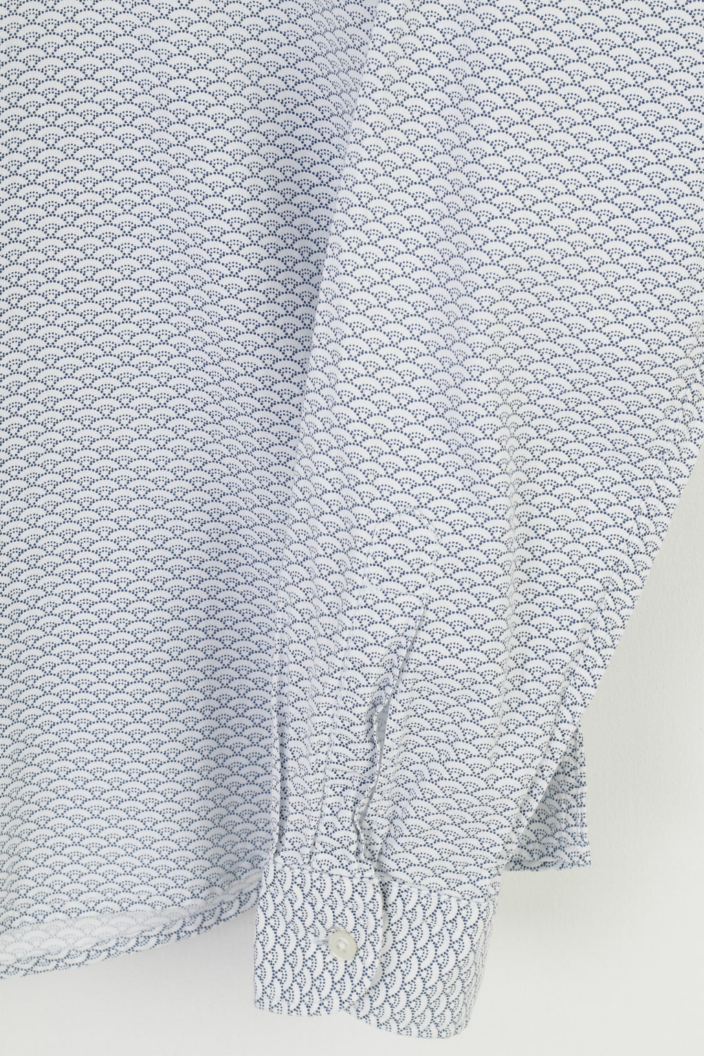 Hugo Boss Men L Casual Shirt White Blue Cotton Printed Long Sleeve Slim Fit Geometric Top