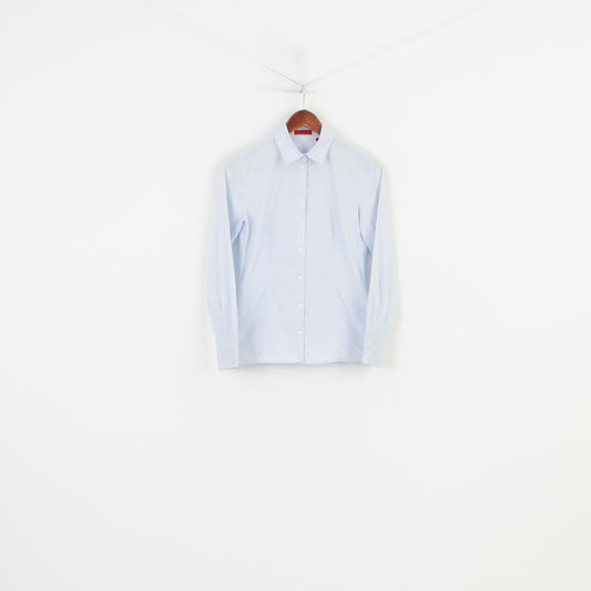 Hugo boss Woman 34 XS Casual Shirt Blue Small Dots Long Sleeve Collar Cotton Classic Top