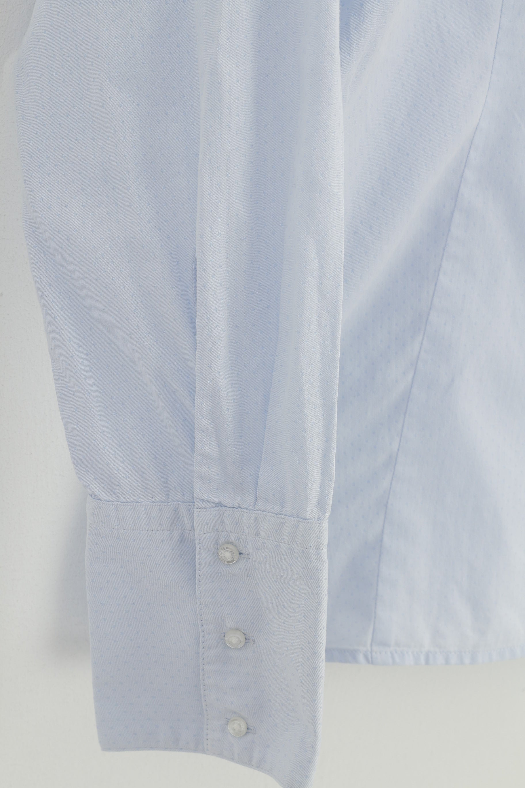 Hugo boss Woman 34 XS Casual Shirt Blue Small Dots Long Sleeve Collar Cotton Classic Top