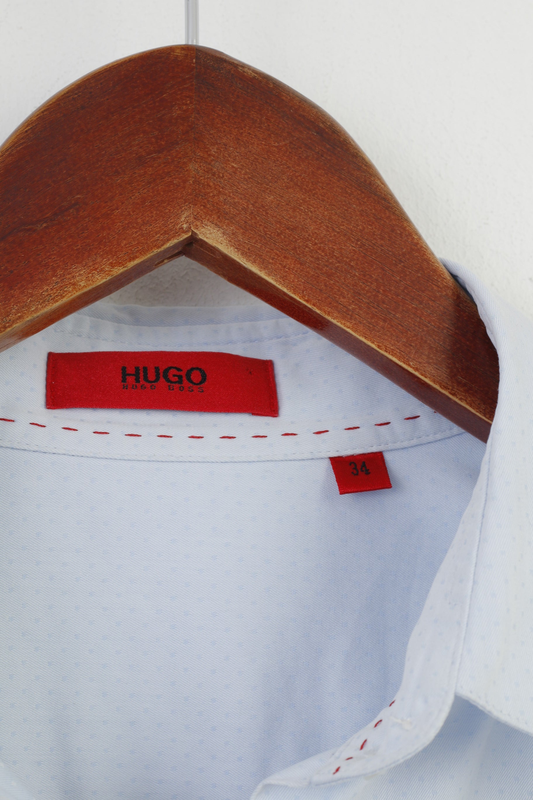 Hugo boss Woman 34 XS Casual Shirt Blue Small Dots Long Sleeve Collar Cotton Classic Top