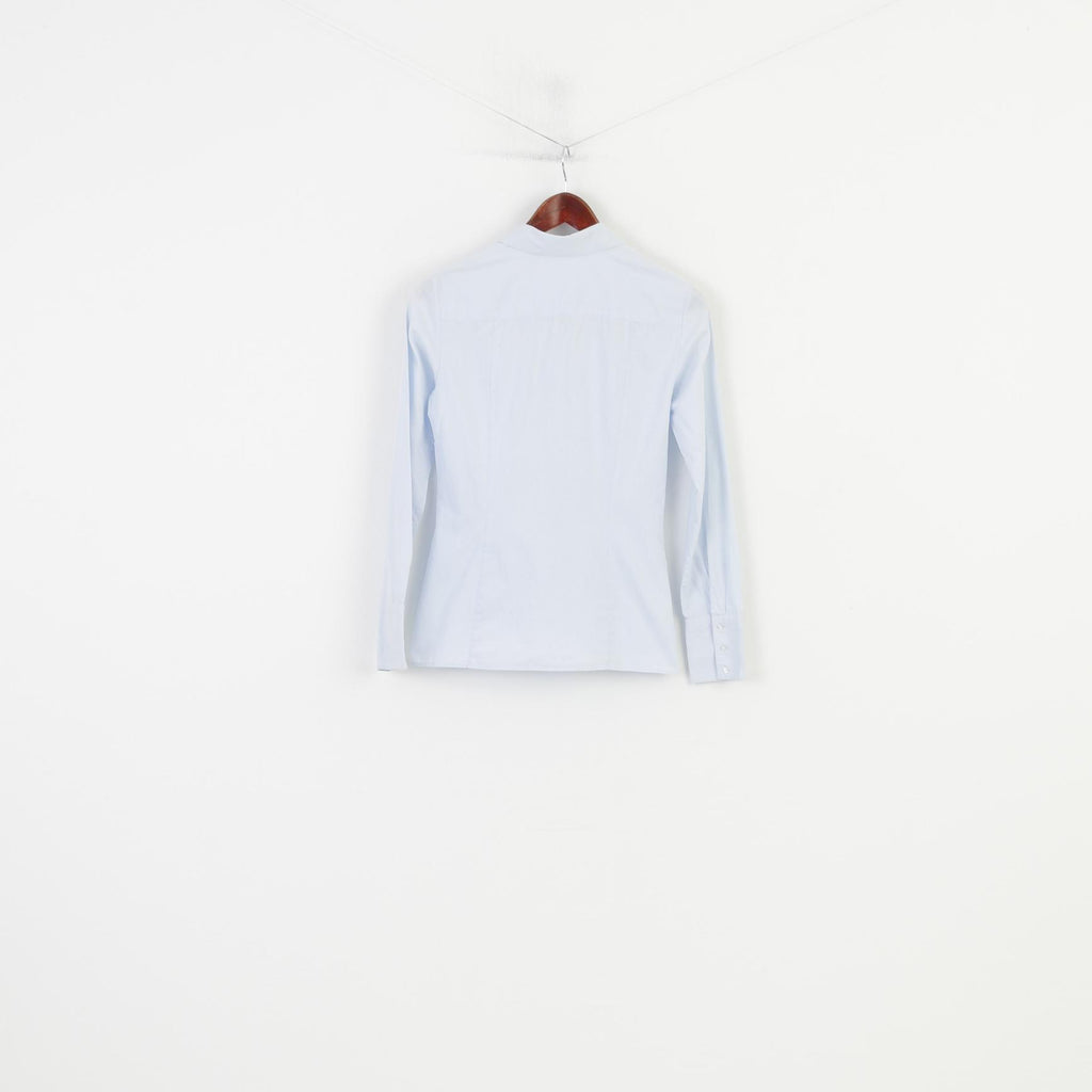 Hugo boss Woman 34 XS Casual Shirt Blue Small Dots Long Sleeve Collar Cotton Classic Top