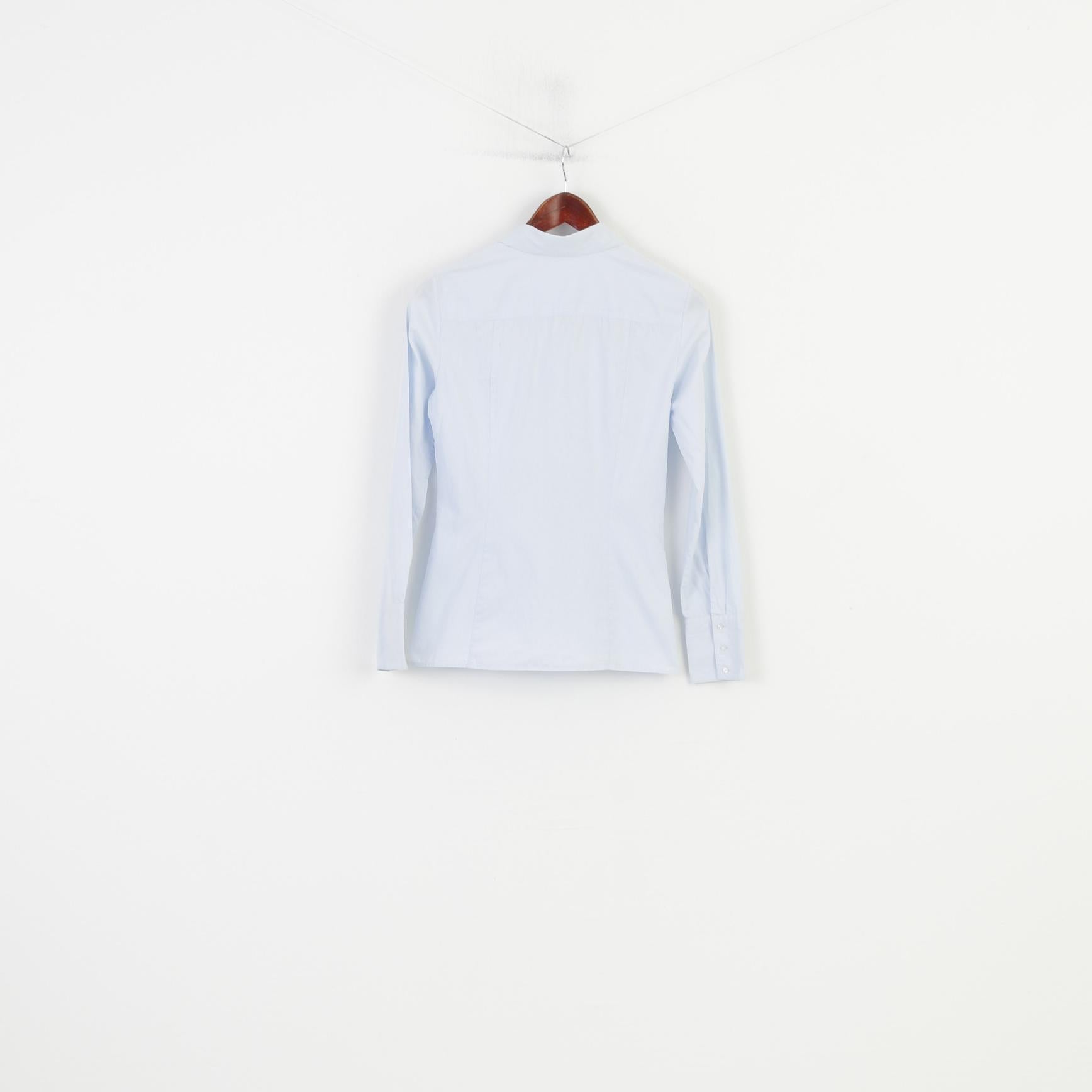 Hugo boss Woman 34 XS Casual Shirt Blue Small Dots Long Sleeve Collar Cotton Classic Top