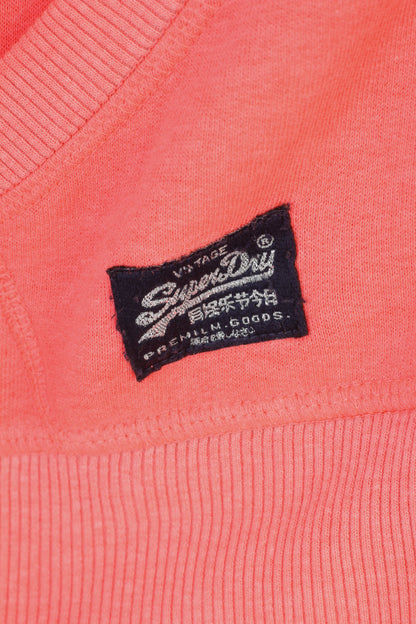 Superdry Woman M Sweatshirt Rose Full Zipper Vintage Sport Premium Cotton Paillettes Haut à capuche