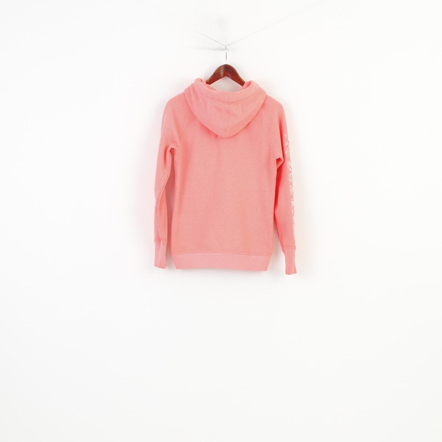 Superdry Woman M Sweatshirt Rose Full Zipper Vintage Sport Premium Cotton Paillettes Haut à capuche