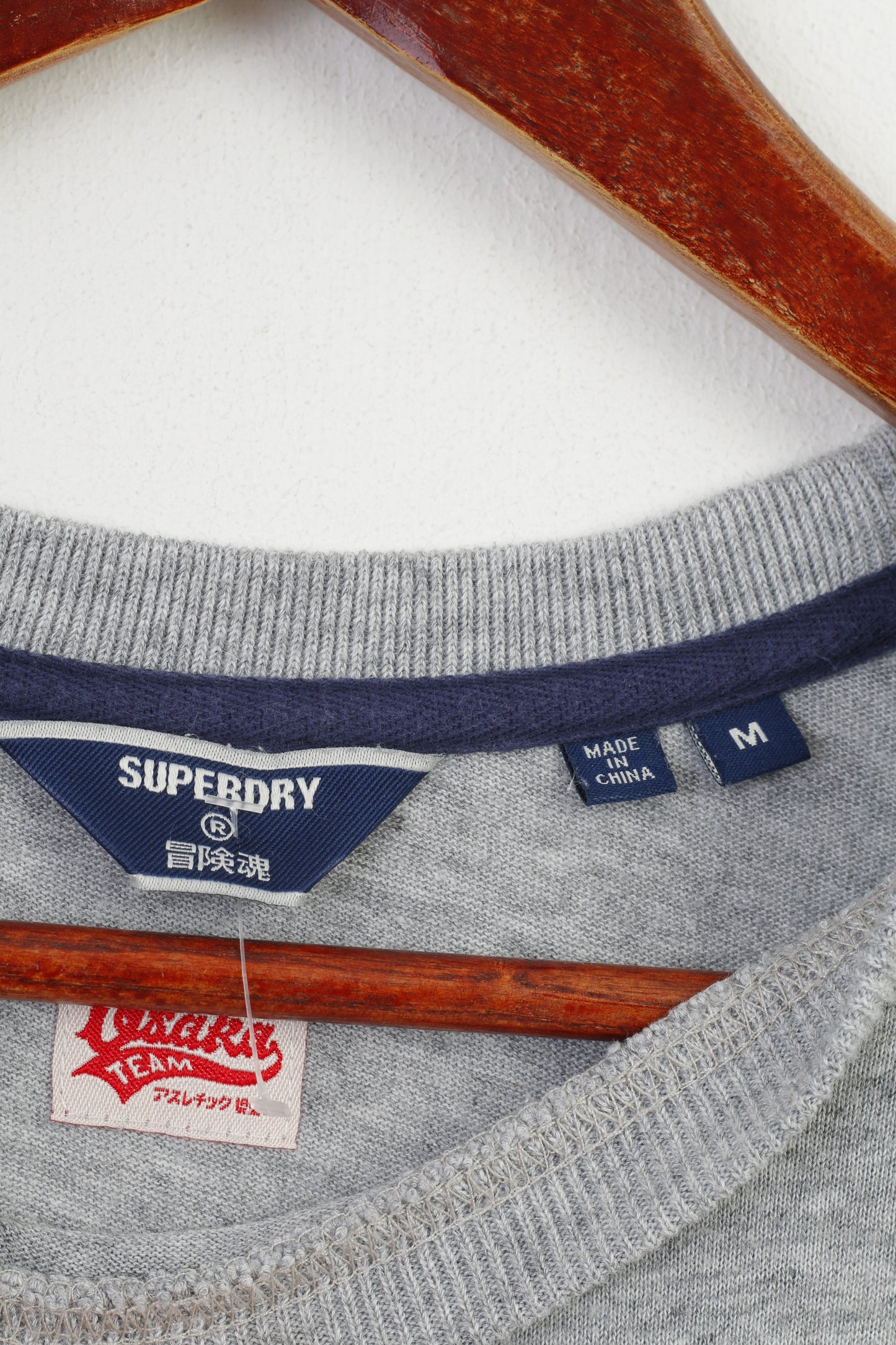 Superdry Hommes M Chemise À Manches Longues Gris Cotton Team #79 Vintage Casual Top