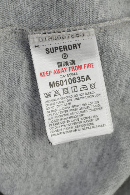 Superdry Hommes M Chemise À Manches Longues Gris Cotton Team #79 Vintage Casual Top