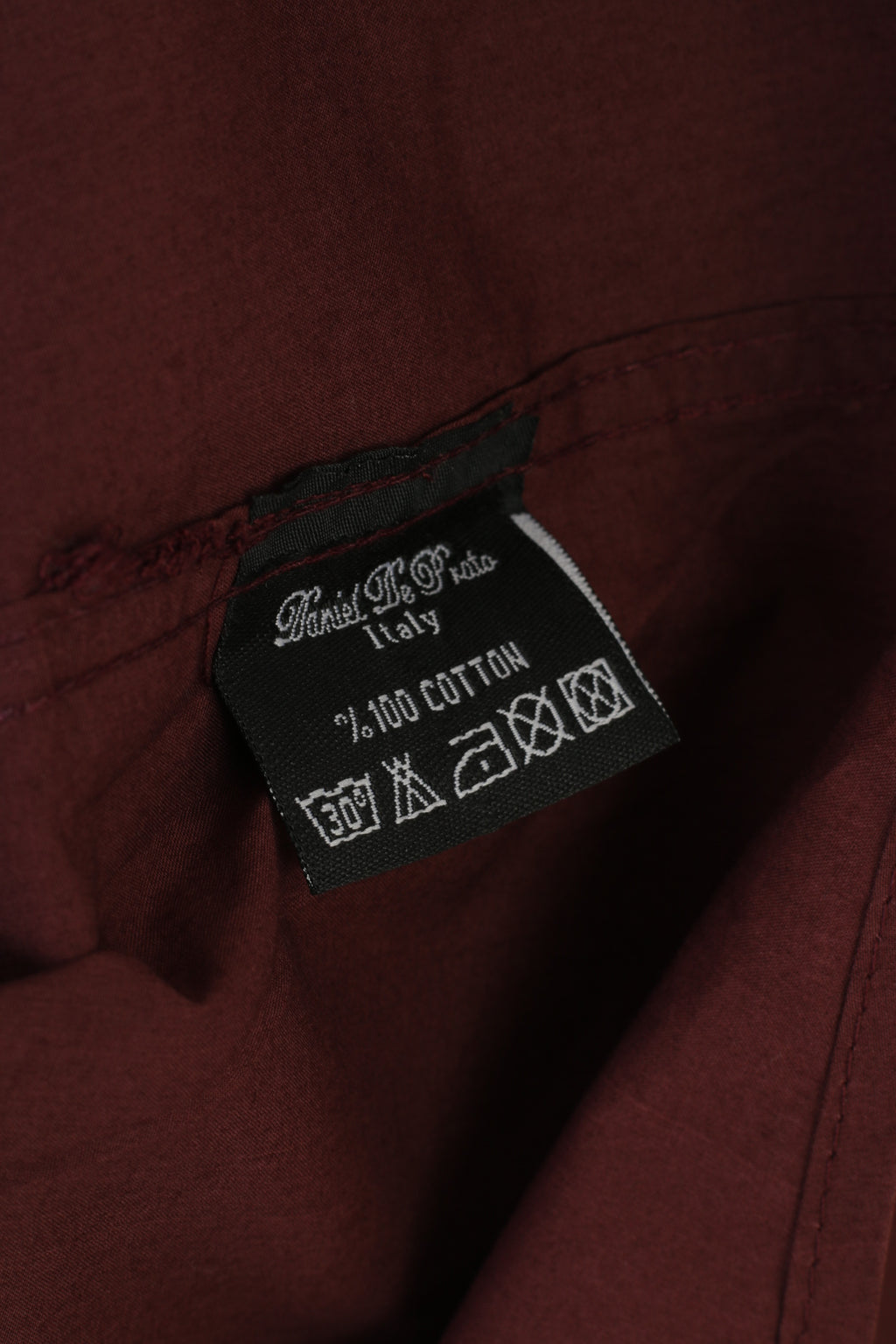 Daniel De Prato hommes 3XL chemise décontractée bordeaux italie manches longues classique coton col bas haut