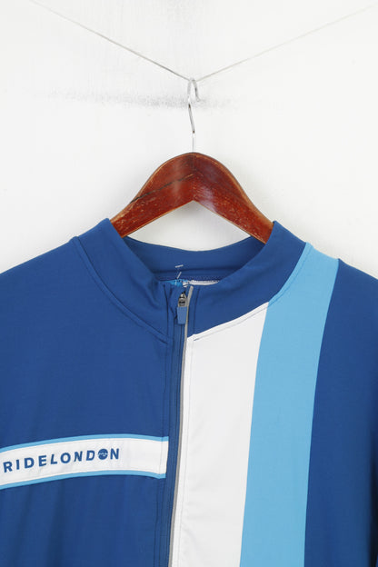 Ridelondon – veste de cyclisme pour hommes, bleu, extensible, Vintage, rayé, vêtements de Sport, fermeture éclair complète, poches arrière, haut de Sport