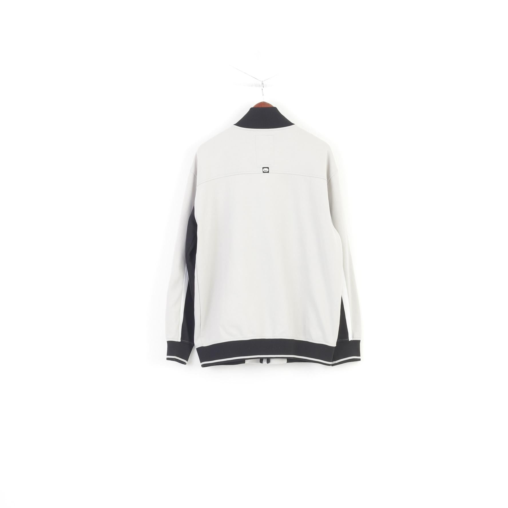 Eckou Unltd Men L Sweatshirt Grey Cotton Woman Graphic Design Zip Up  Pockets Top