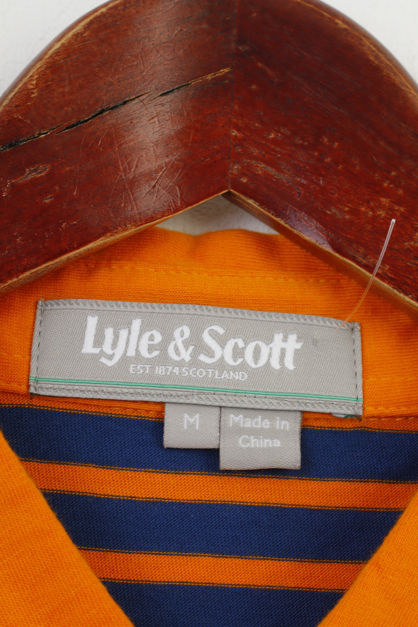 Lyle &amp; Scott Hommes M Polo Rayé Manches Courtes Marine Orange Ecosse Coton Haut