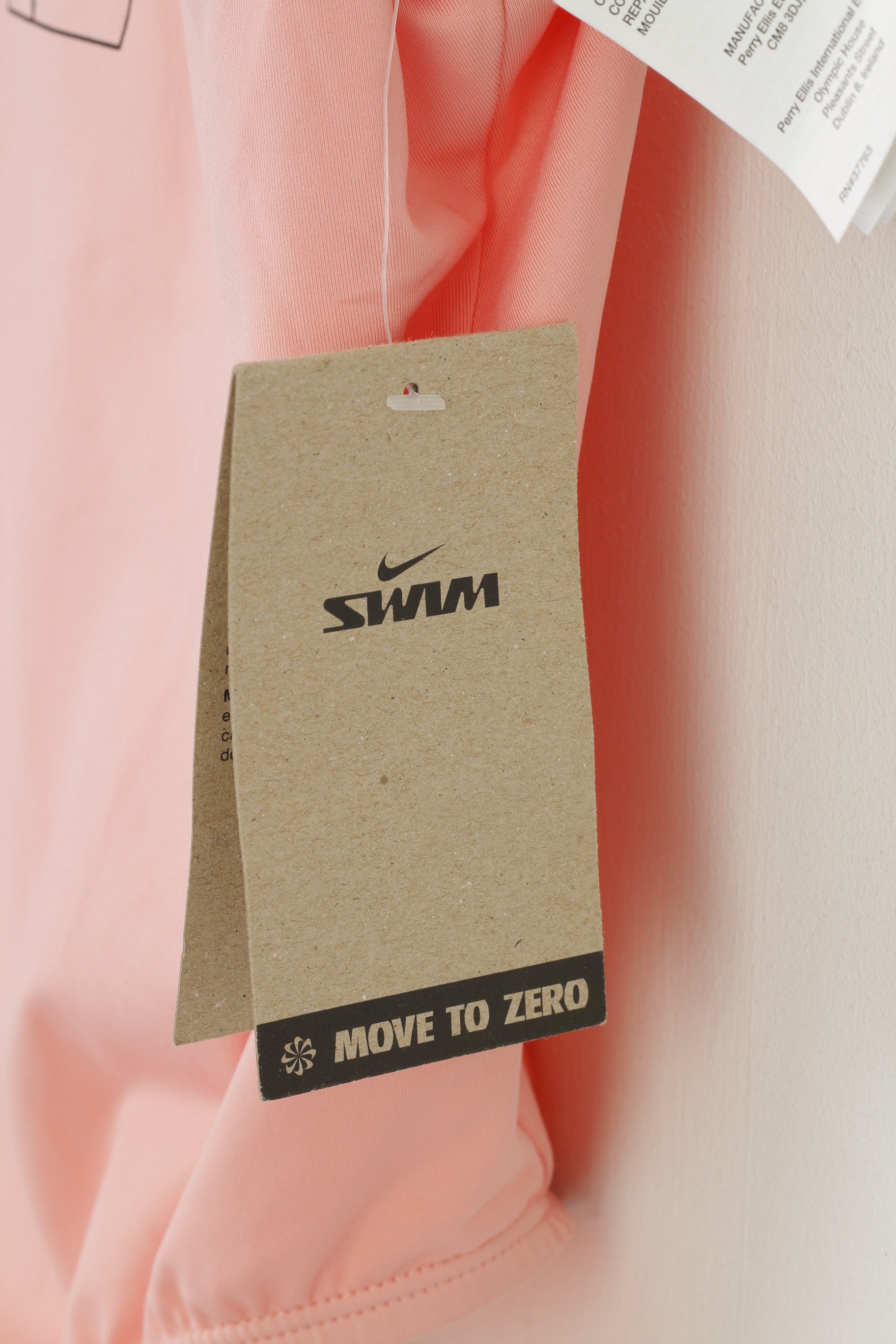 NUOVI costumi da bagno Nike Donna L rosa, impermeabili, elastici, sportivi, maniche da nuoto, top intero