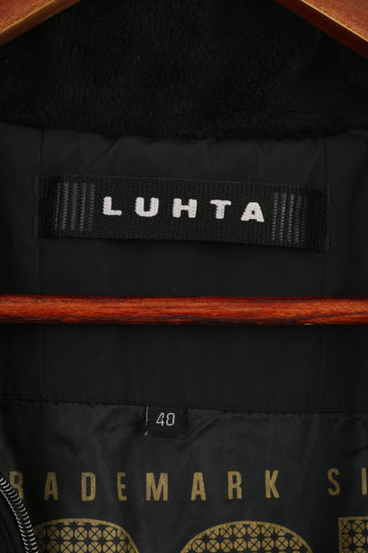 Luhta Woman 40 L Jacket Black Ski Padded Full Zipper Outdoor Pockets Vintage Top