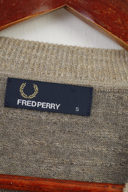 Fred Perry Hommes S Jumper Marron Ras Du Cou Logo Coton Classique Vintage Pull