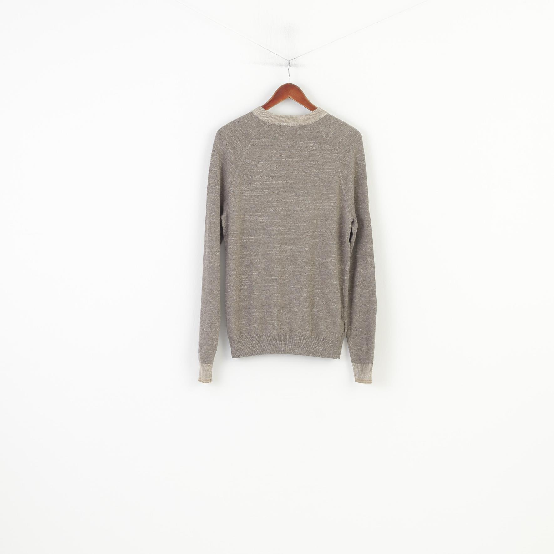 Fred Perry Men S Jumper Brown Crew Neck Logo Cotton Classic Vintage Sweater