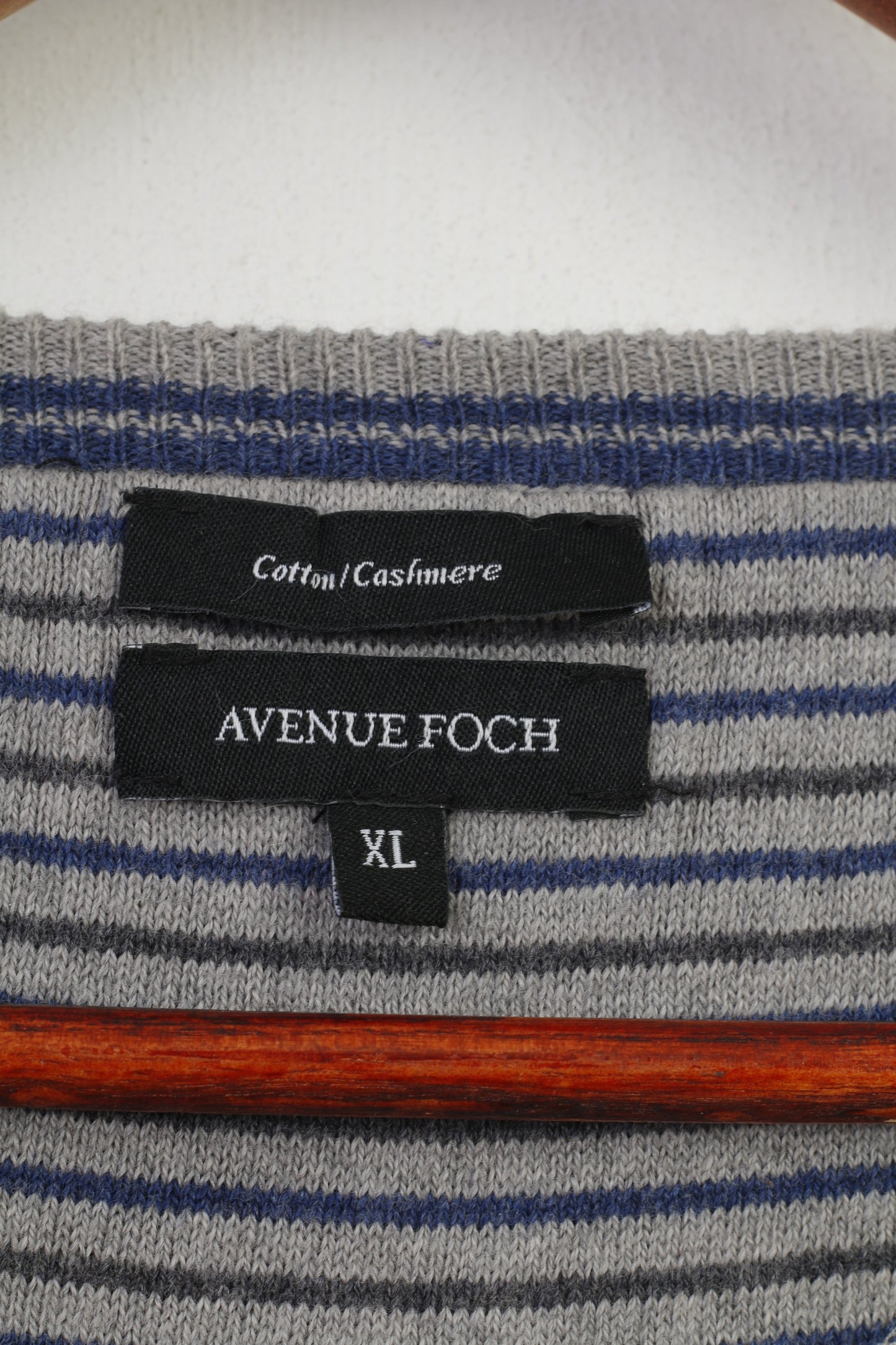 Avenue Foch Men XL JumperGray Cashmere Blend Crew Neck Vintage Classic Sweater