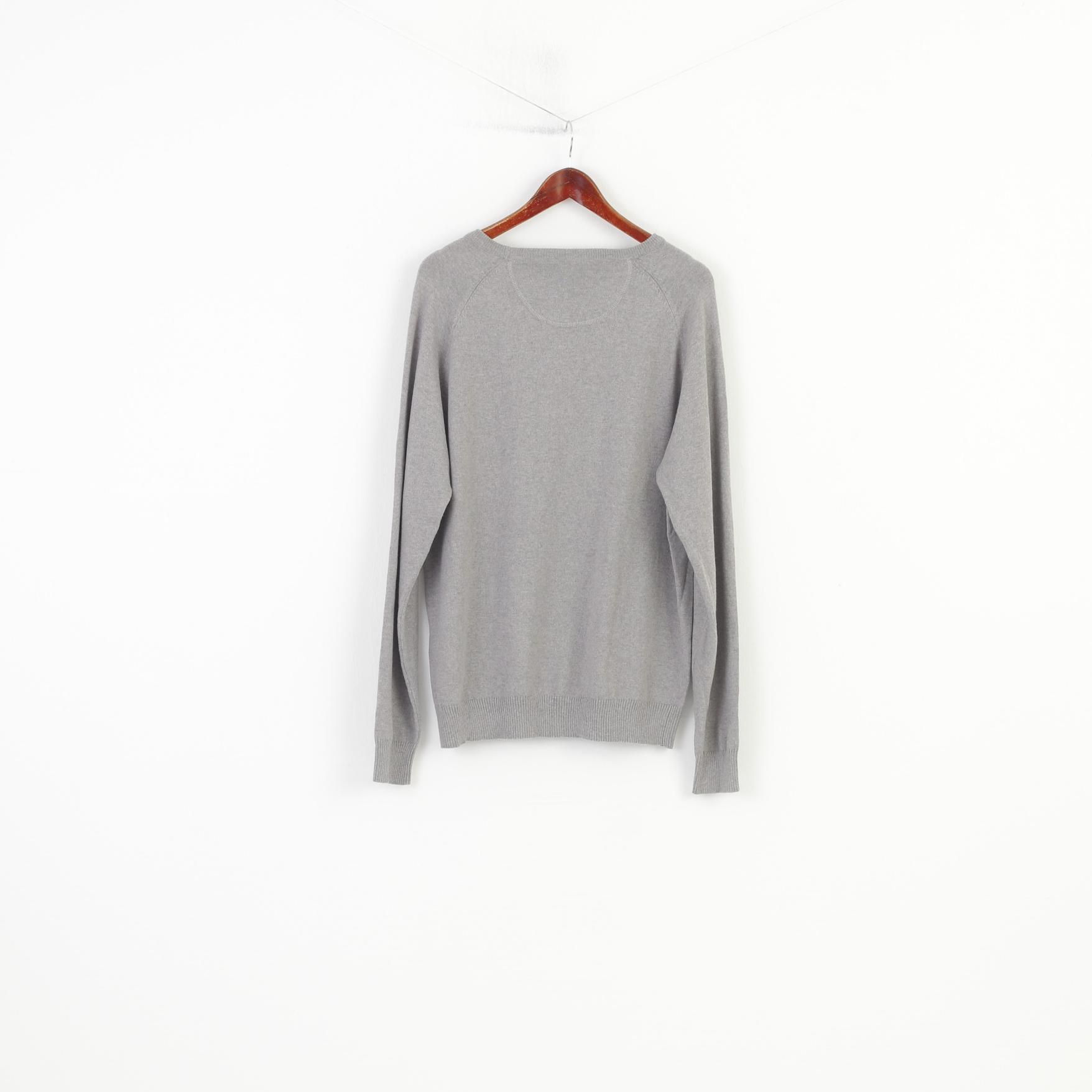 Avenue Foch Men XL JumperGray Cashmere Blend Crew Neck Vintage Classic Sweater