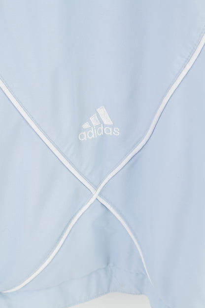 Adidas Uomo M Giacca Abbigliamento sportivo azzurro Vtg Tasche con cerniera completa Top capispalla vintage a 3 strisce