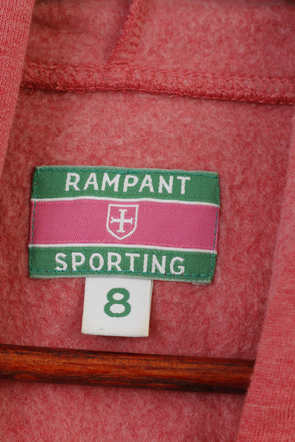 Rampant Sporting Woman 8 S Sweat à capuche rouge rembourré avec poches et haut long en coton vintage