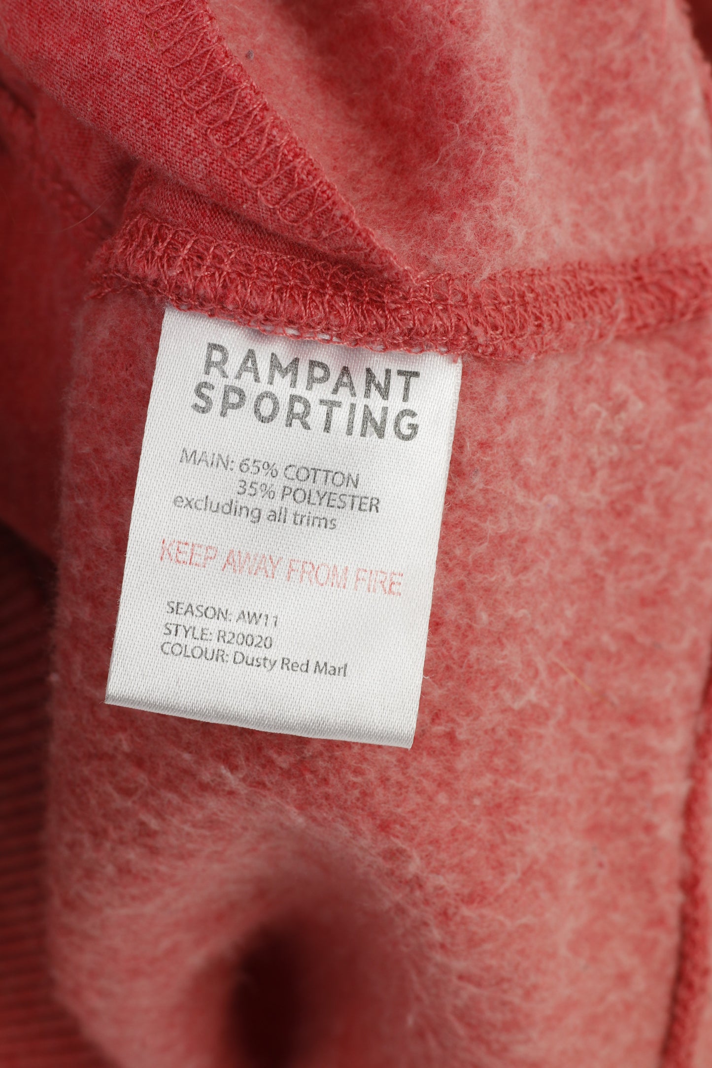 Rampant Sporting Woman 8 S Sweat à capuche rouge rembourré avec poches et haut long en coton vintage