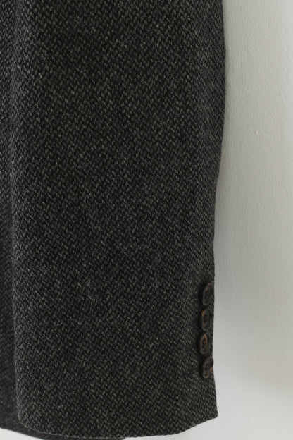 Highmoor Uomo 25 40 Blazer Fondo grigio Giacca con cerniera intera Colletto monopetto in lana vintage